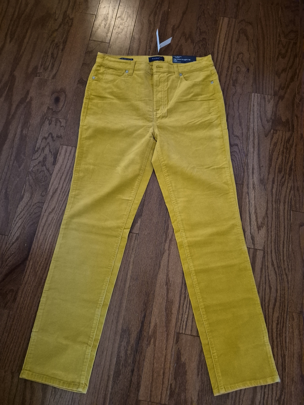 Talbots Mustard Yellow High-Waist Straight-Leg Corduroy Pants Size 10